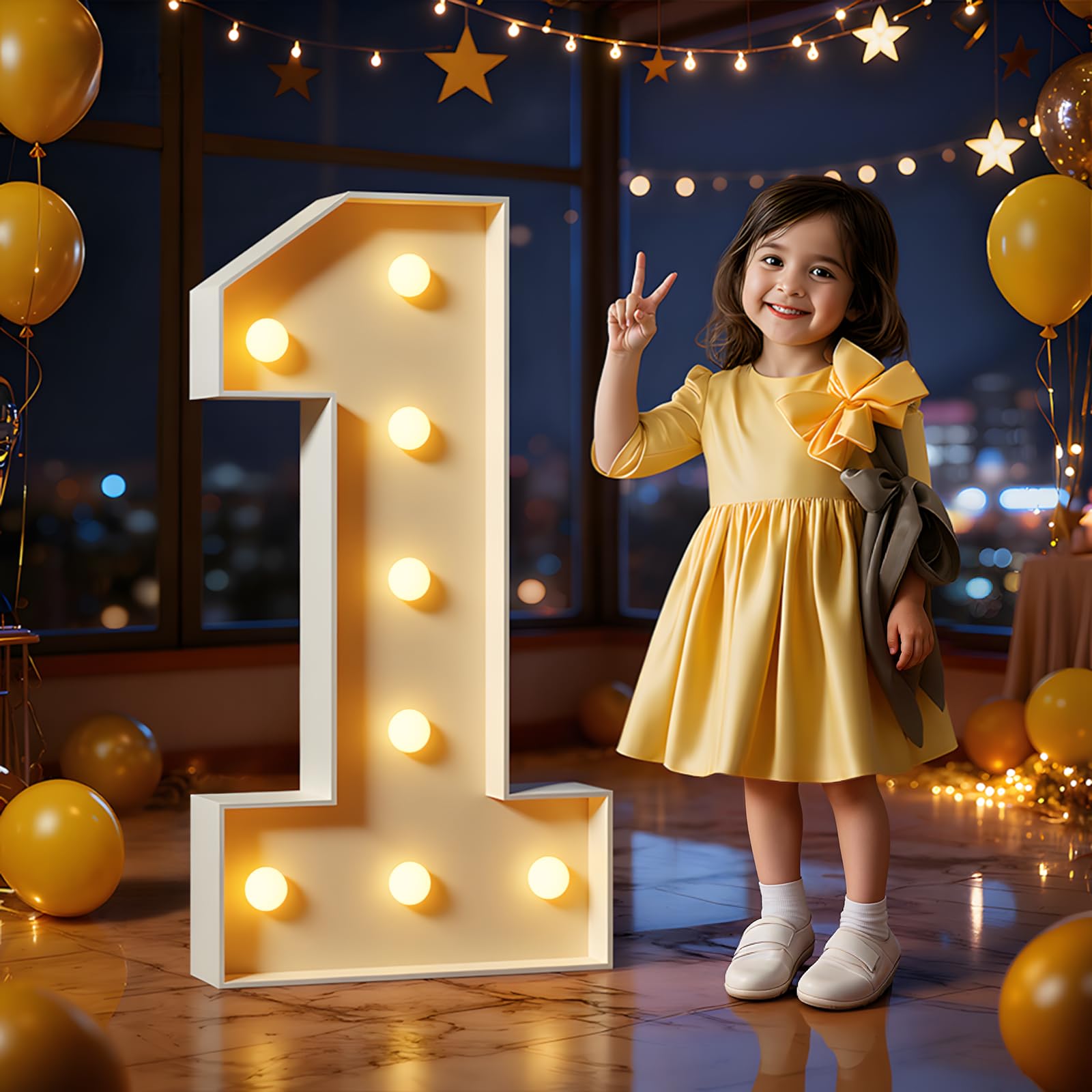 Marquee Numbers 3 Feet Tall Large Light Up Numbers 1st 16th 21st Wild One Birthday Decorations Big Yellow Light Outdoor Anniversary Decorations