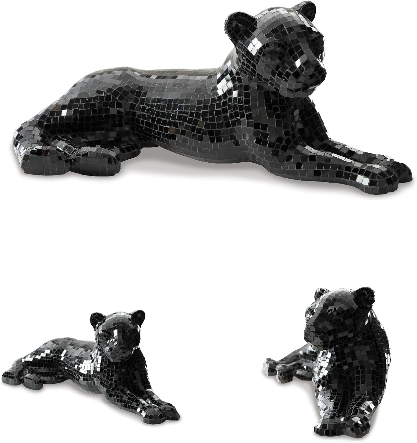 Signature Design by Ashley Drice Contemporary Panther Mosaic Glass & Paper Composite Sculpture, Black