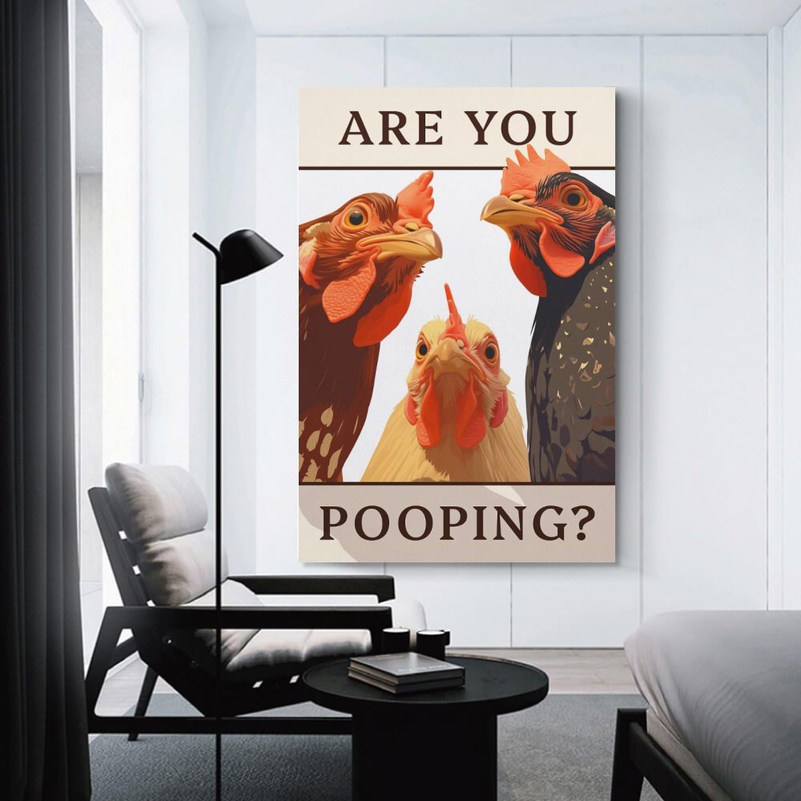 Junmoney Are You Pooping - Chickens Canvas Art Print 24x36inch(60x90cm), for New Homes, Bedrooms Or Workspaces, Gift Idea for Housewarming And Birthdays