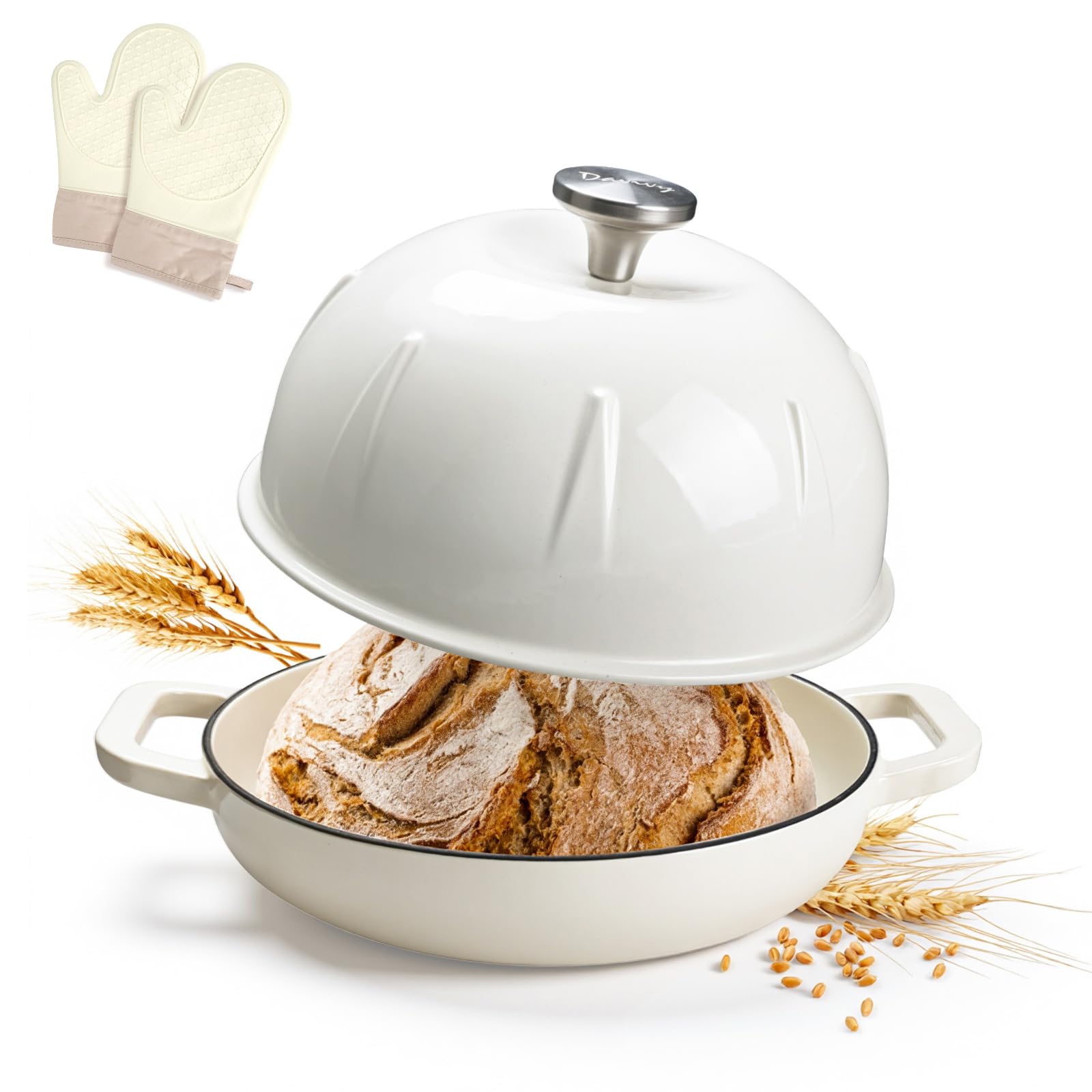 Davivy 5.35L/25cm Enameled Cast Iron Dutch Oven for Sourdough Bread Baking