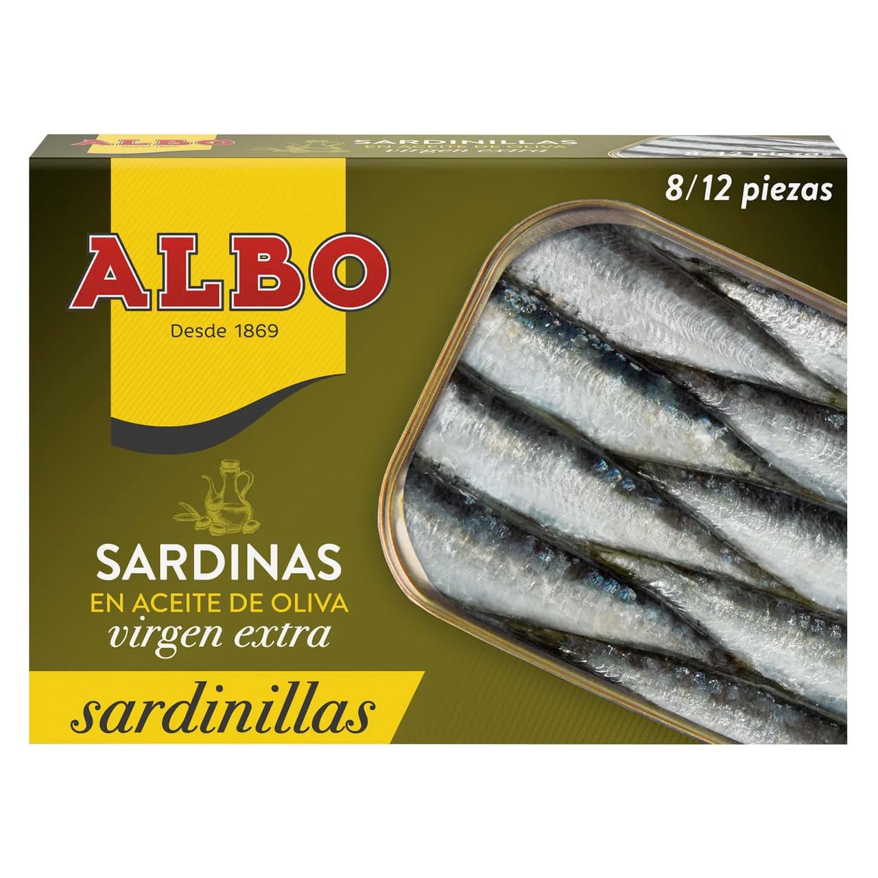 ALBO Sardinen in nativem Olivenöl extra 8/12 Stück 105 g. 9er-Pack