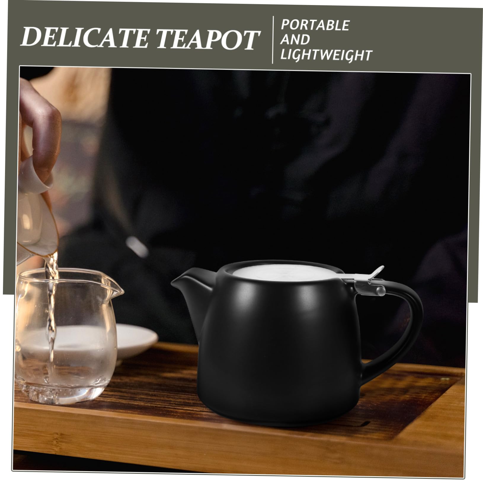 TOYANDONA Pequeña Tetera de con Infusor de Acero Inoxidable para Infusiones de Té Suelto y Flores Herramienta para Servir Té Casa y Oficina Semibrillo Negro
