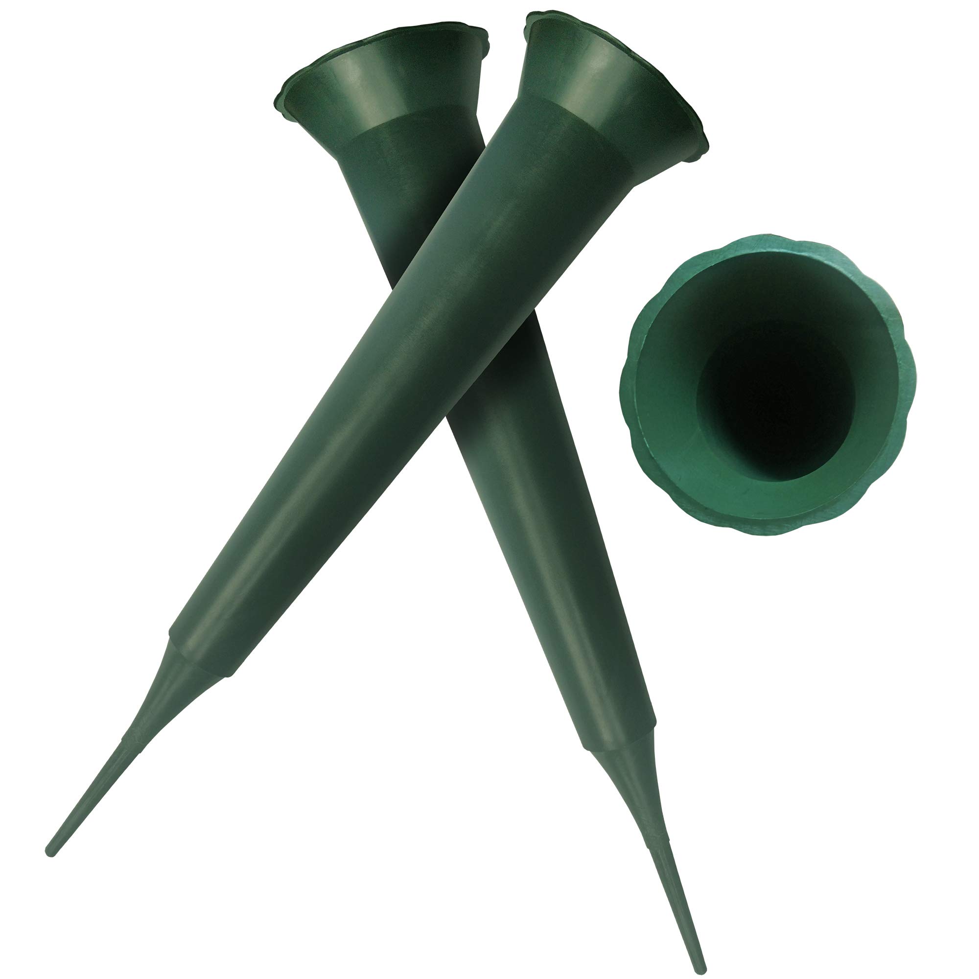 Angraves Green Set Of Plain Carnation Spiked Memorial Grave Flower Vases Size 2