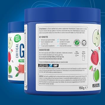 Applied Nutrition Critical Greens Bundle - Super Greens Powder, Boost Your Immune System with Superfood Nutrients, Vegan (150g - 30 Servings) (Lemon & Lime + Apple Burst) (Pack of 2)