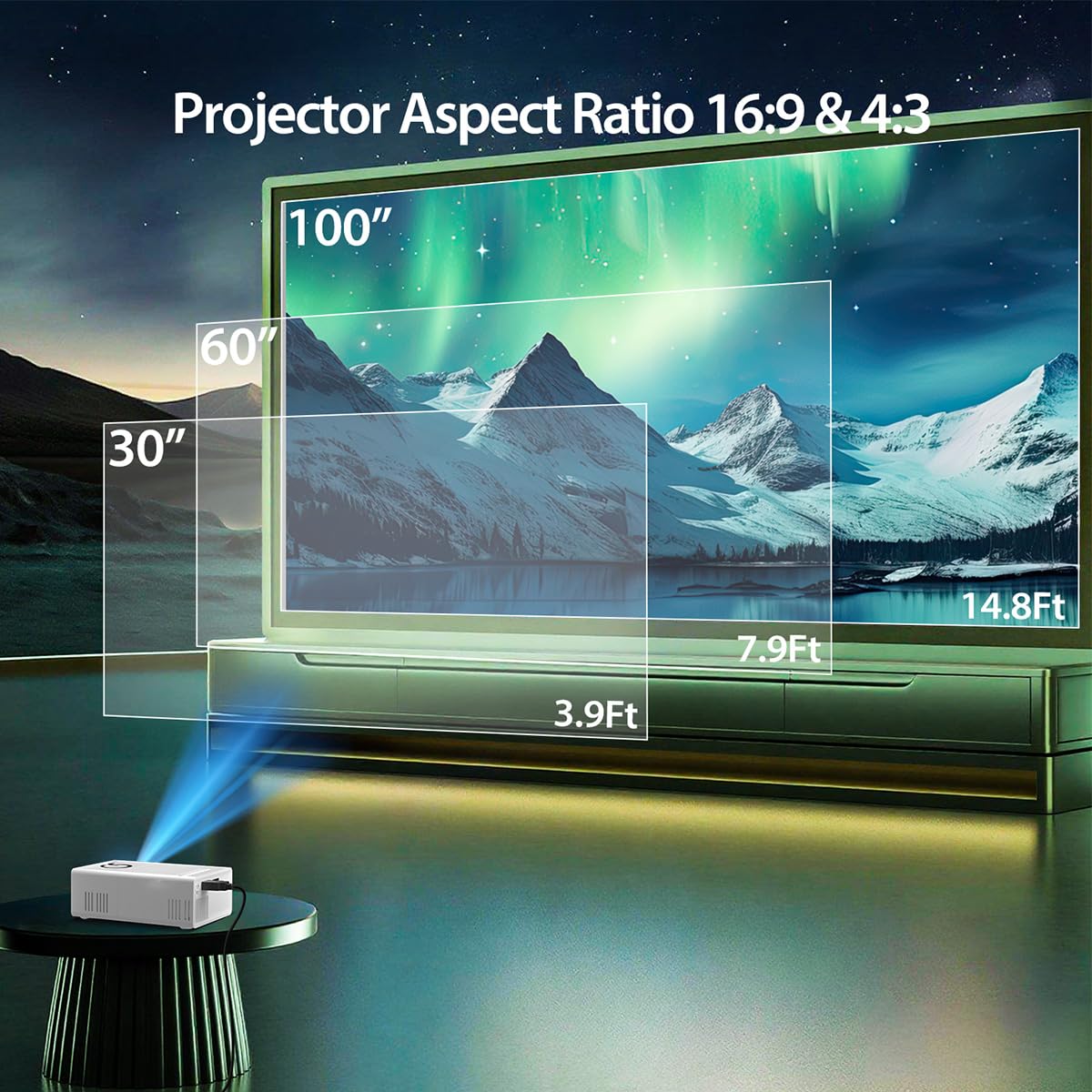 Proiettore portatile, supporta 1080p, connessione USB, dotato di telecomando, controllo a pulsante, compatibile con smartphone, tablet, laptop, risoluzione nativa 854 x 480, altoparlanti