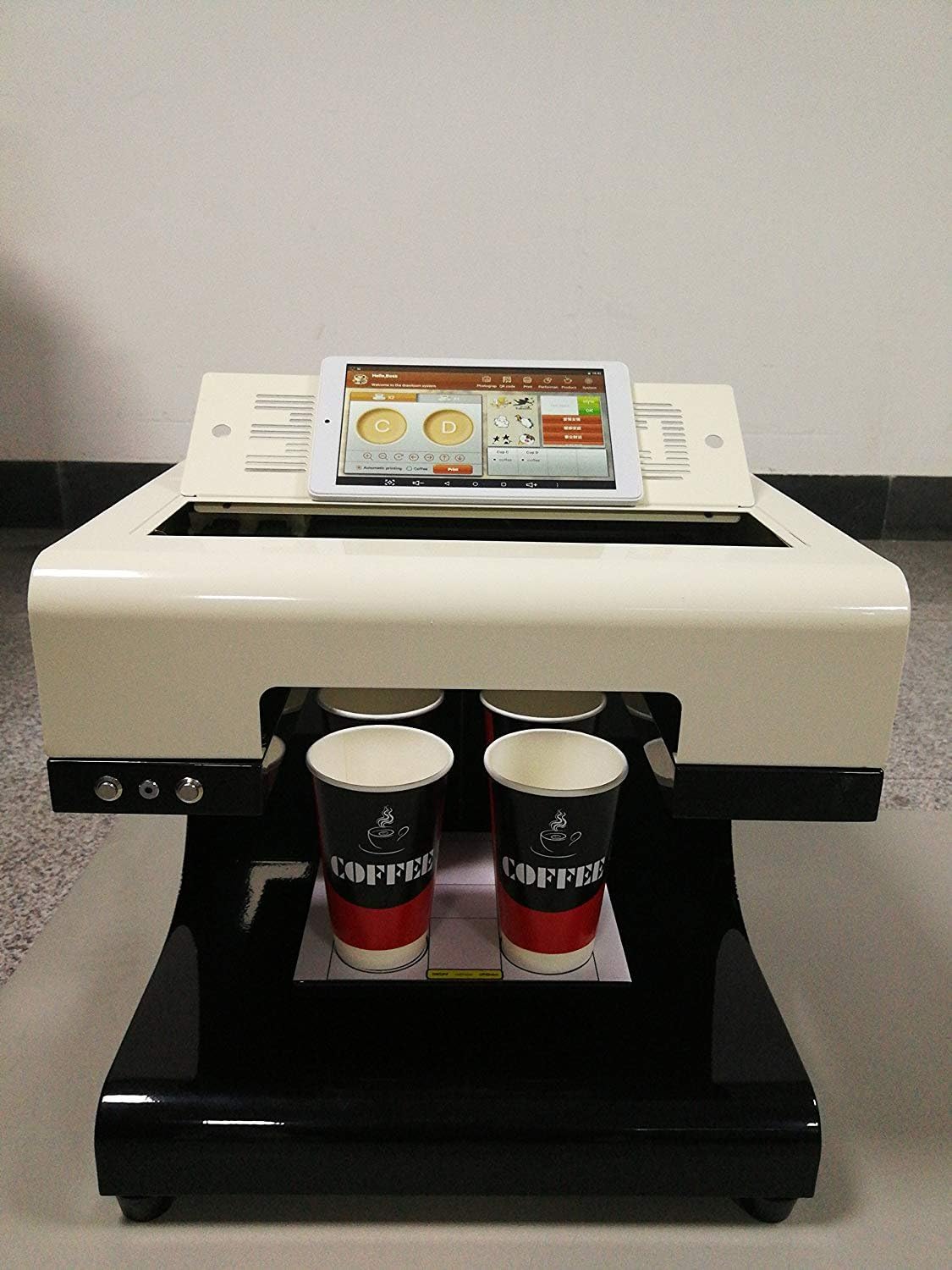 Mokka 3D Coffee Printer, 2018 Upgrade 4 Cups Latte Cake Selfie Art Printer Full Automatic Edible Ink Printer (White)