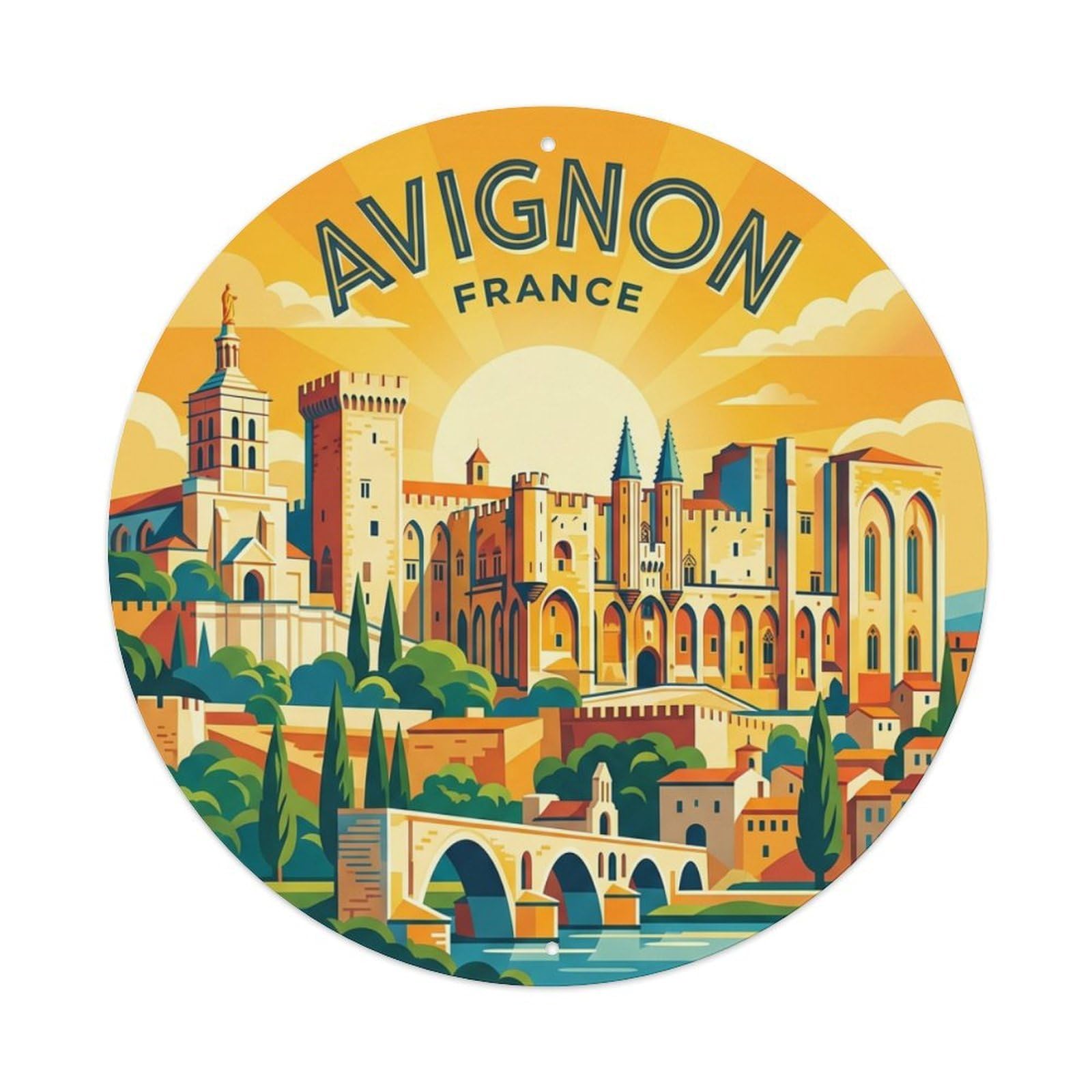 Galvaxio Style Retro Travel France Avignon Metal Tin Sign