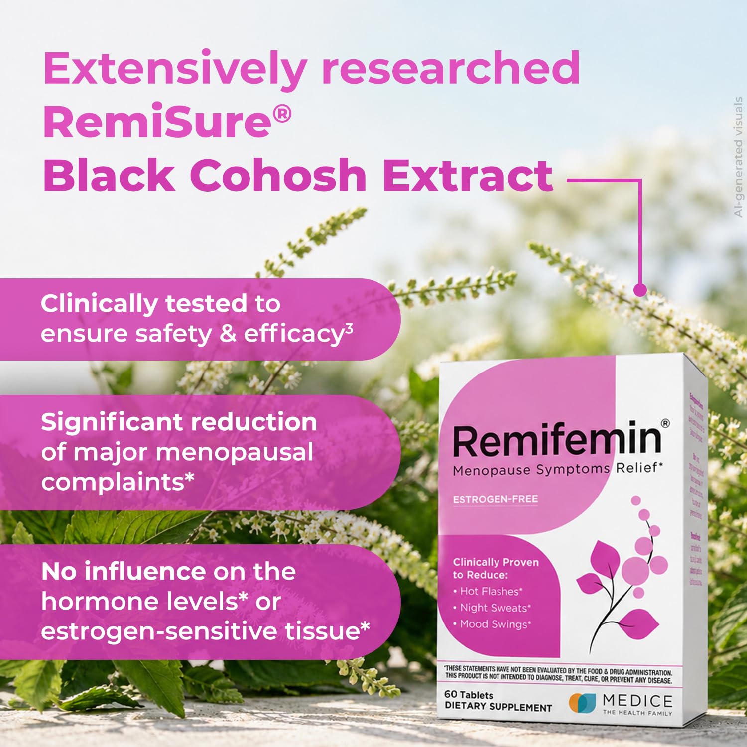 Remifemin Menopause Symptoms Relief - Clinically Proven Ingredients - Menopause Supplements - Black Cohosh - Estrogen-Free - Made in Germany - 60 Tablets — Amazon image 5