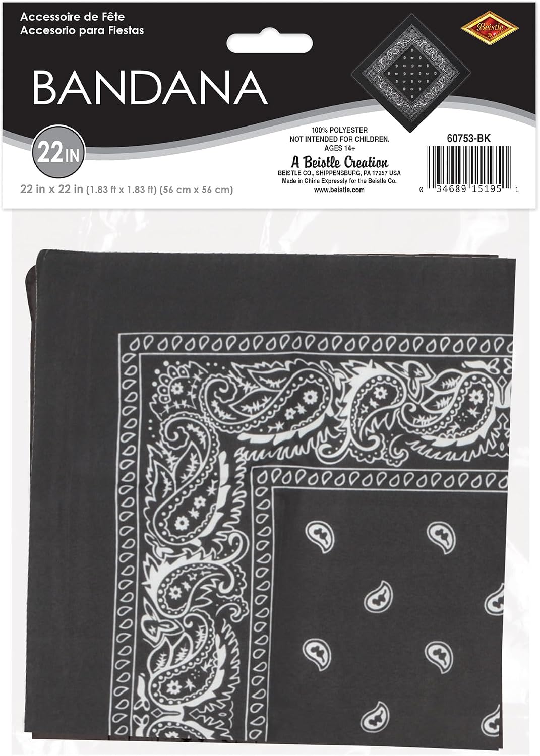 Black Bandana Party Accessory (1 count)