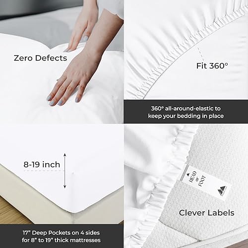 Miniatura 5 de Mayfair Linen Juego de sábanas de lujo de la serie 2000 de 100 % algodón egipcio, tamaño King, suaves y refrescantes, tejido satén de 17 pulgadas,