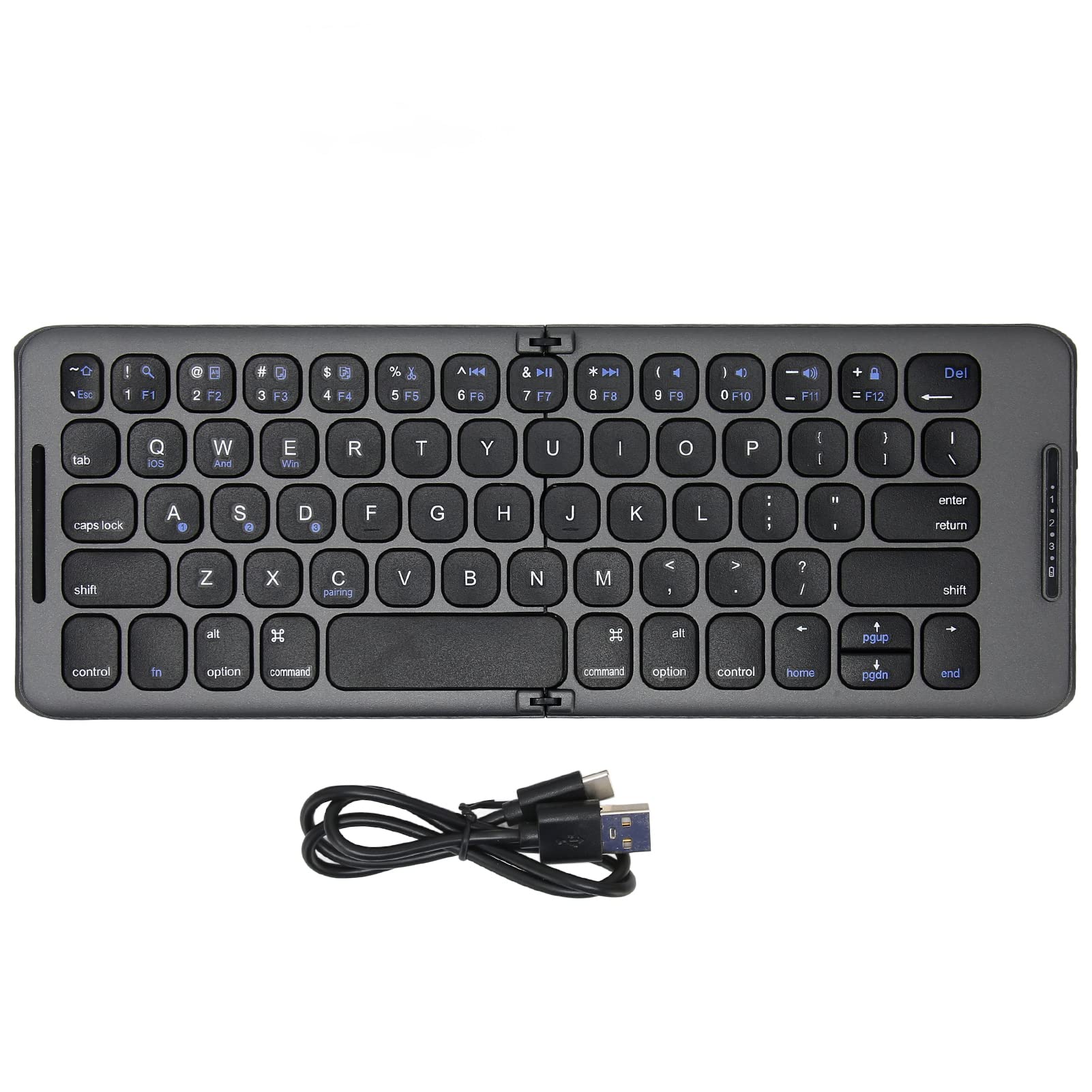 Goshyda Tastiera Bluetooth Pieghevole, Tastiera Esterna Wireless Portatile a 65 Tasti, Tastiera Pieghevole Tascabile Ricaricabile USB C per Tablet Portatile