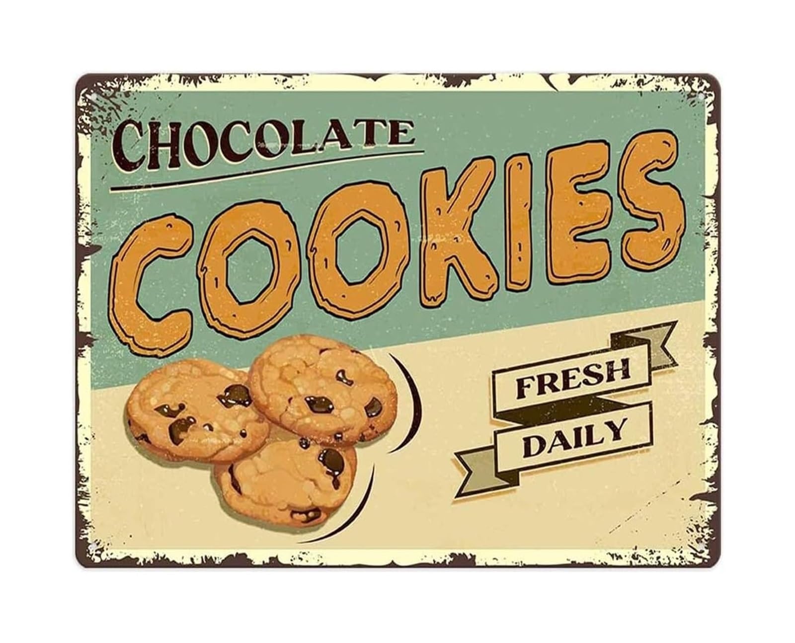 SMGLRUEAT Fresh Daily Chocolate Cookies Metal Sign Vintage Farmhouse Kitchen Wall Decor for Bakery Cafe or Coffee Bar 8 X 12 inch​
