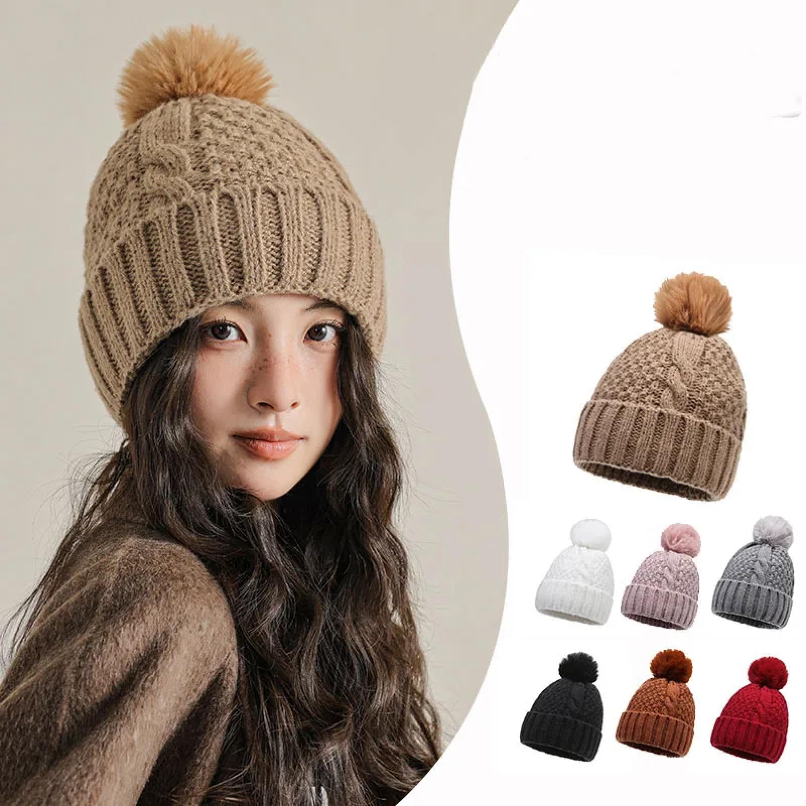 Casquettes Bonnets Chapeaux Bonnet Tricoté Bonnet Chapeau en Automne Et en Hiver, Les Chapeaux des Femmes sont Épais Et Chauds, Et La Planche Nue Montre Un Petit Visage
