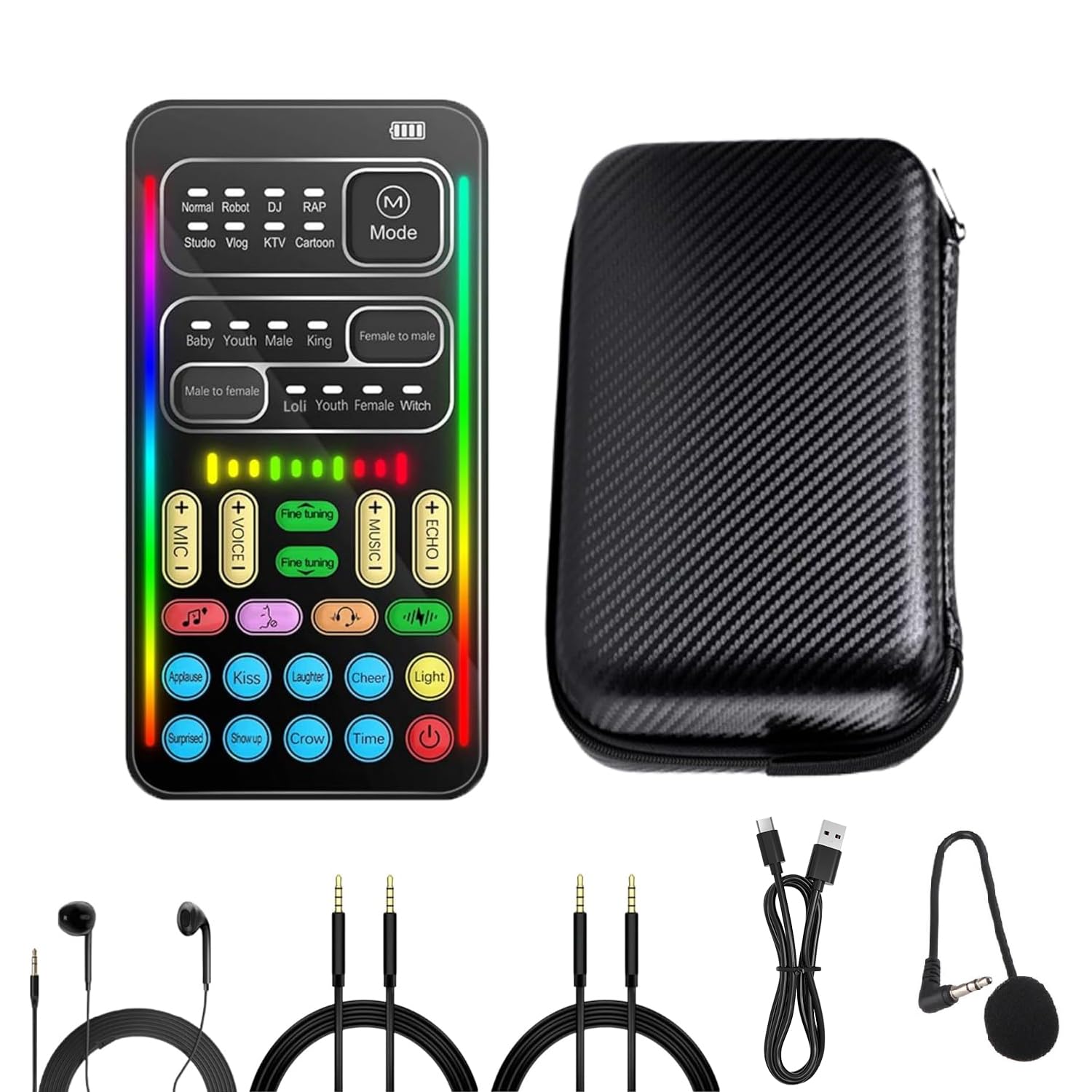 Voice Changer Device with 8 Voice Effects & Realtime Change, Small Handheld Sound Card Set for Gaming/Streaming, Compatible with PS5, Compatible with Switch, PC, Mobile, Plug & Play-image-32