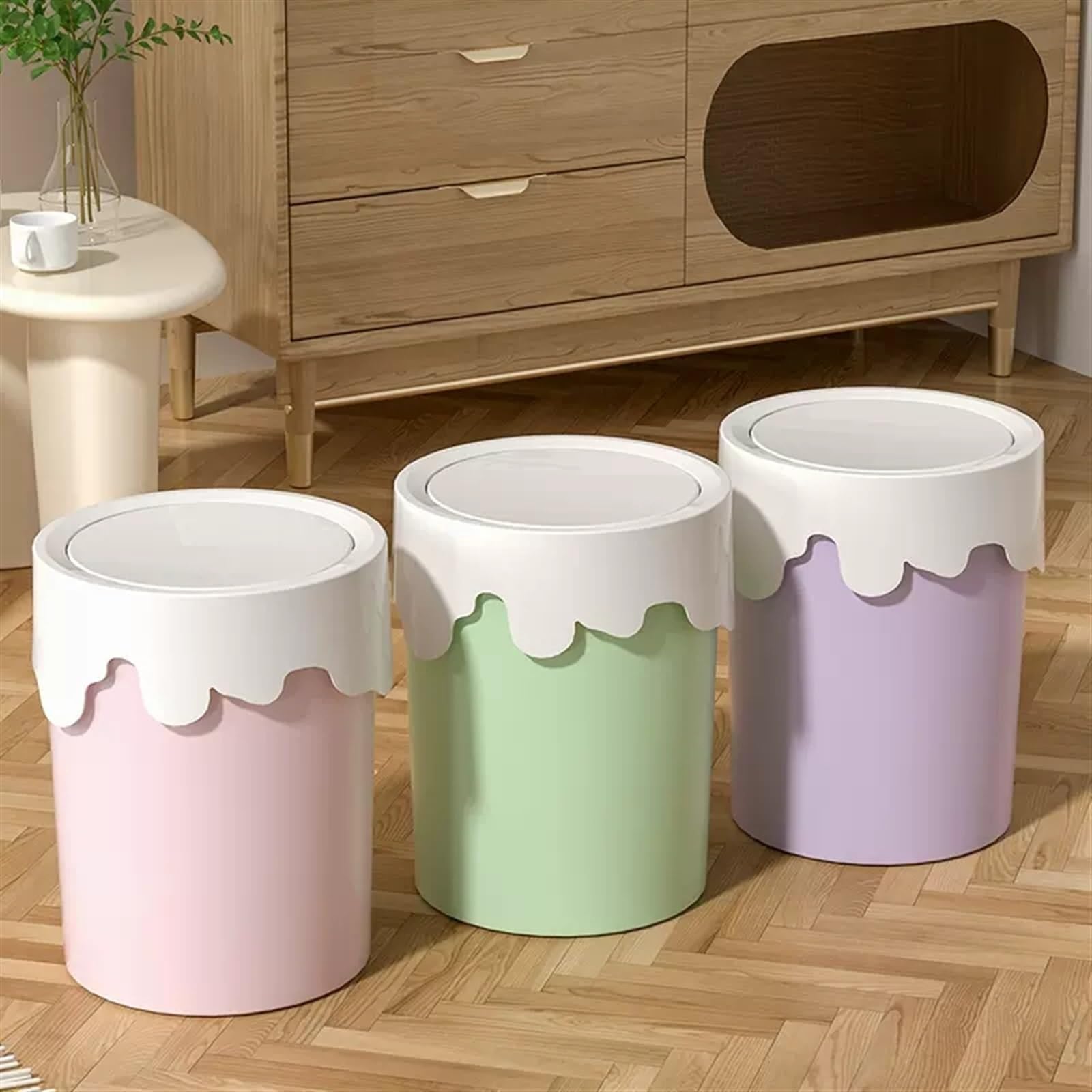 Cestino Lusso Cestino Rifiuti In Pelle PU - 10 Litri, Metallo, Con