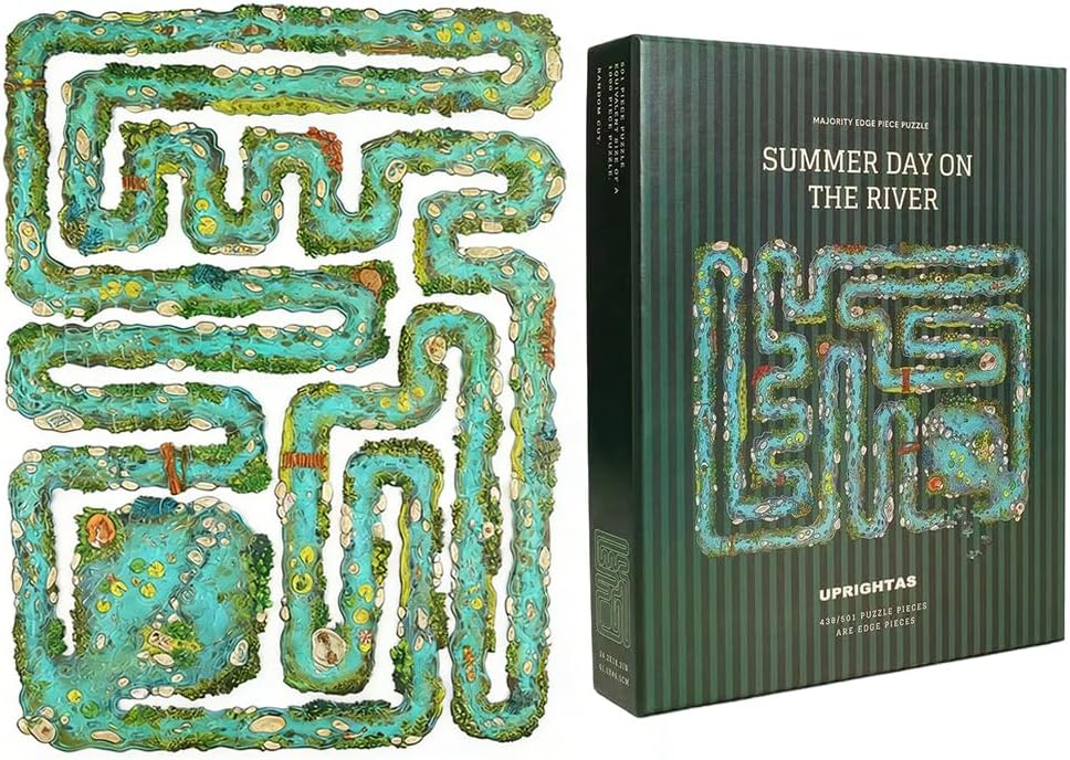 Summer On The River, 501 Piece Edge Puzzle Kit, Unique River Themed Puzzle,High Difficulty Artwork Suitable for Family Leisure(1Set)
