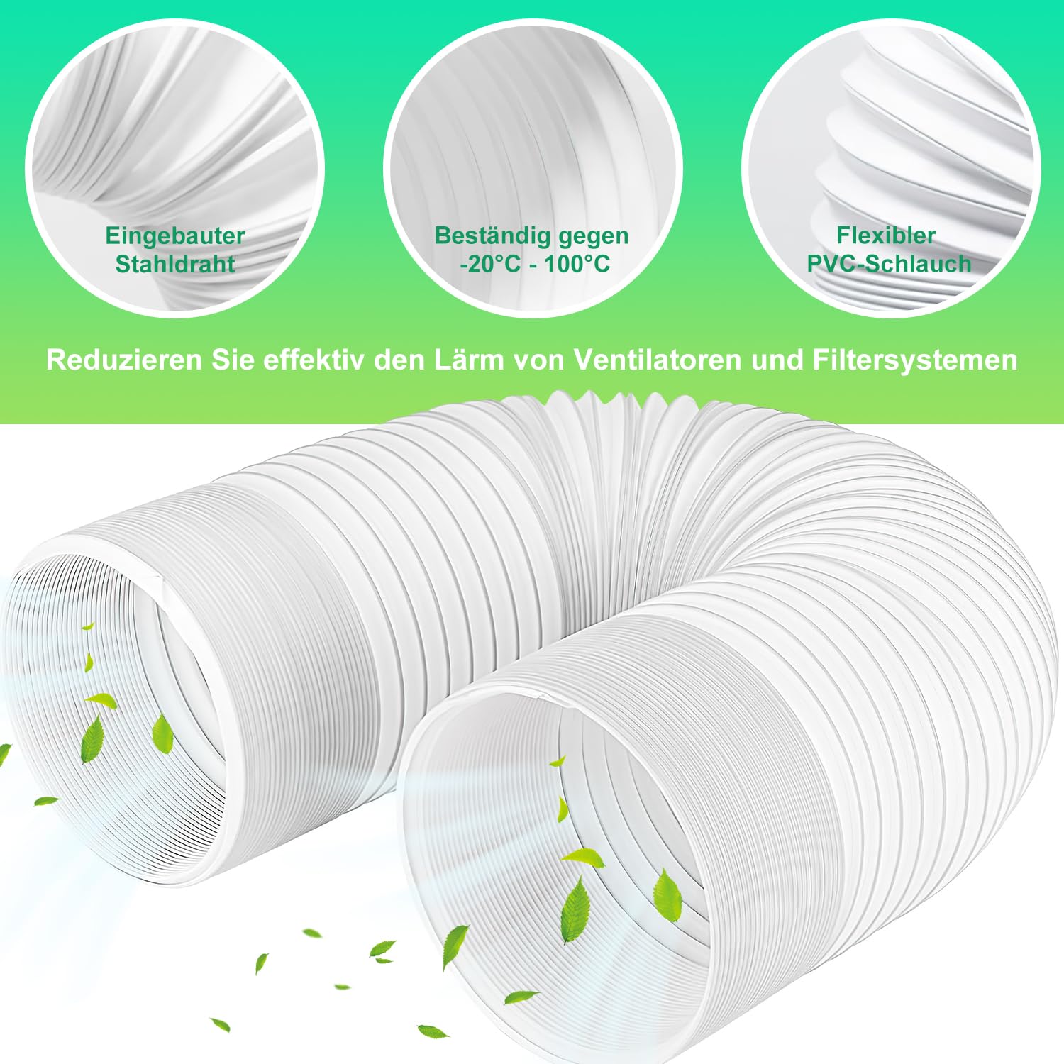 Piezas De Repuesto De Tubo De Manguera De Escape De Aire Acondicionado Flexible Universal Portátil Accesorios De Piezas De Aire Acondicionado(Diameter 13cm*2M
