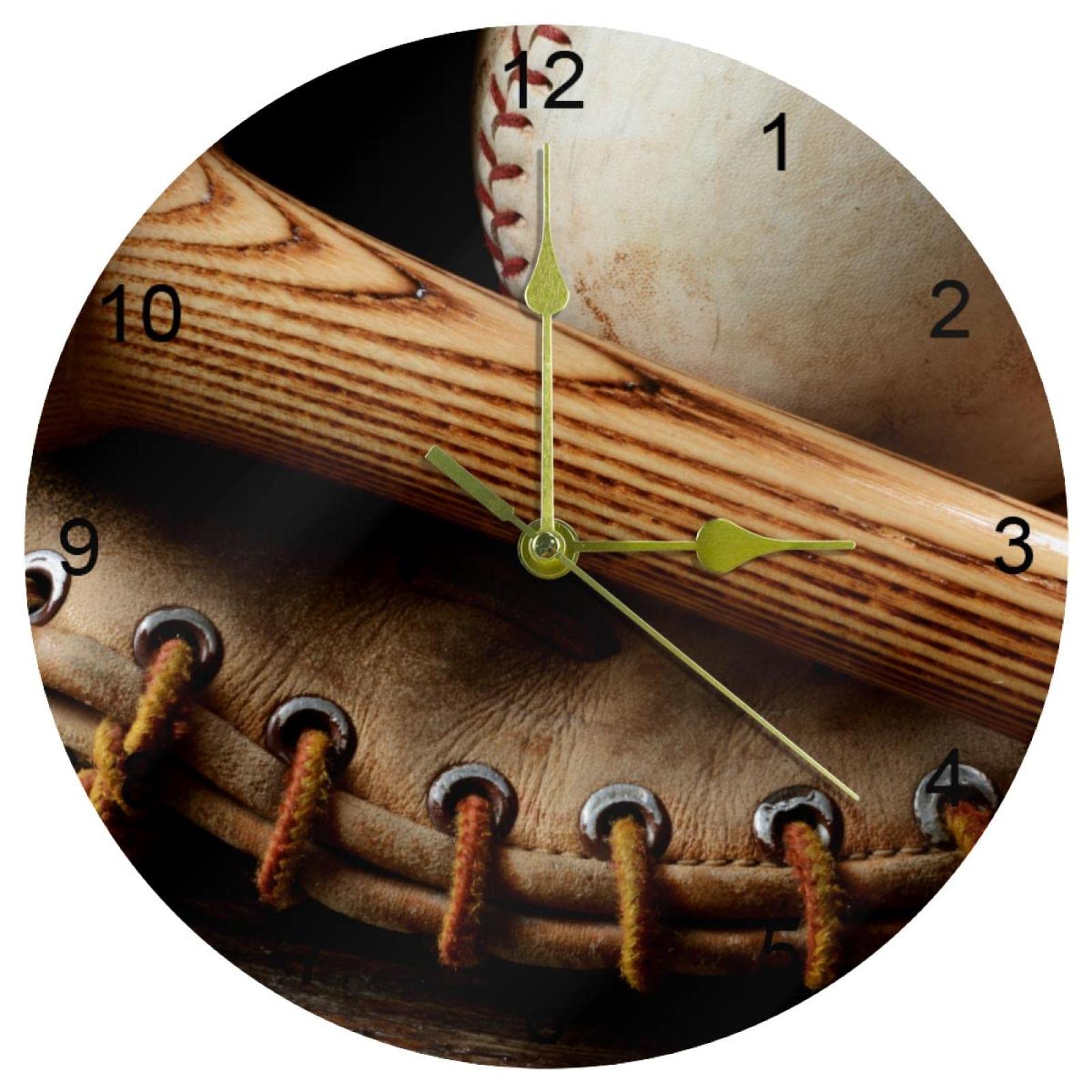 Horloge murale de style baseball 25,4 cm avec chiffres arabes clairs