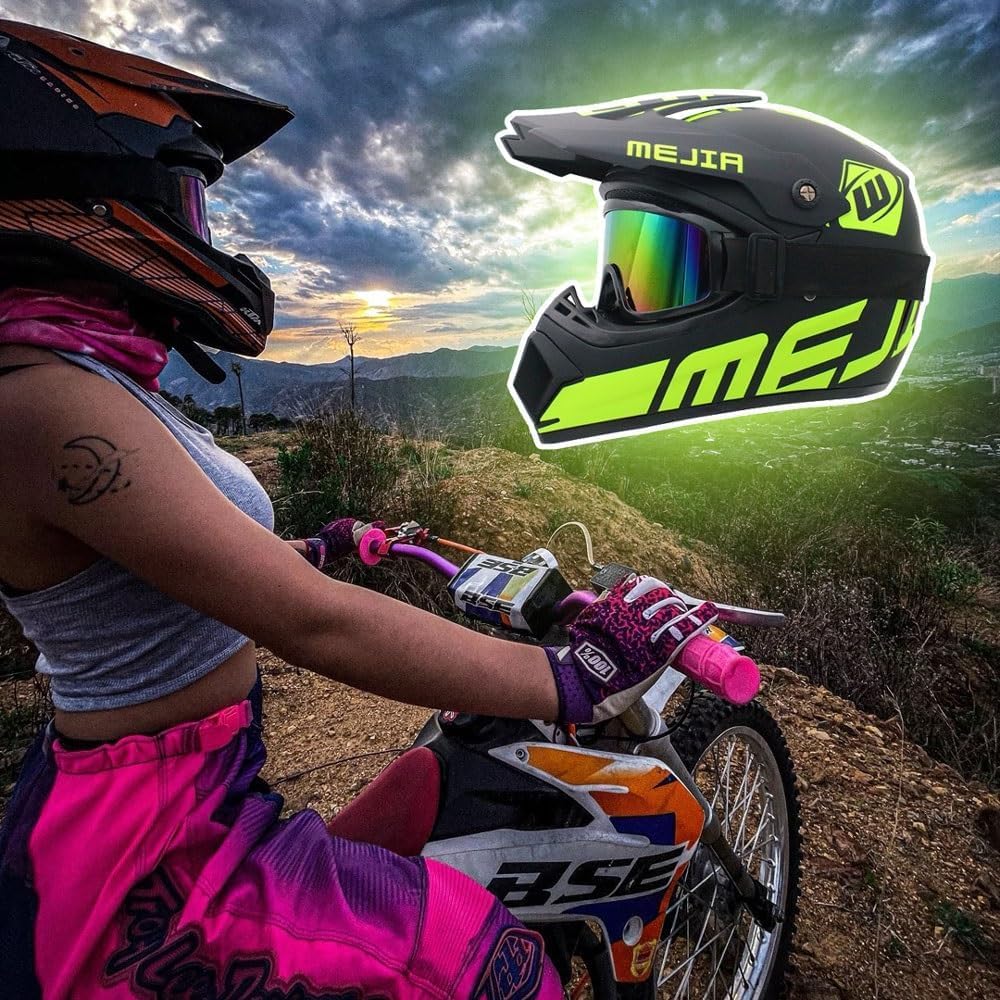 Casco da Motocross per Bambini, Casco da Moto Integrale per Bici da Cross Elettrica per Ragazzi E Ragazze Quad BMX Bicicletta MTB ATV Offroad DH Casco, Black, S(52-53cm)