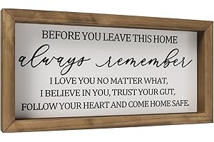 Rustic Wooden 'Before you leave this home' Sign for Your, Family-Oriented Home Wall Decor