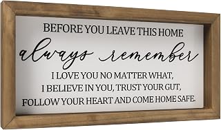 flangairy Before You Leave This Home Wooden Sign - Heartfelt Family Love Quote Wall Decor for Entryway Door (11.8x6 Inch)