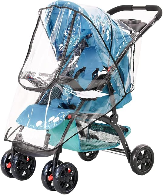 Universal Rain Cover for Pram Stroller Pushchair with Door NOCHME Against Rain Snow Anti Wind Sleet Dust Durable Transparent Stroller Protection Shield, Raincover Fit Most Car Seat Carrycot Prams