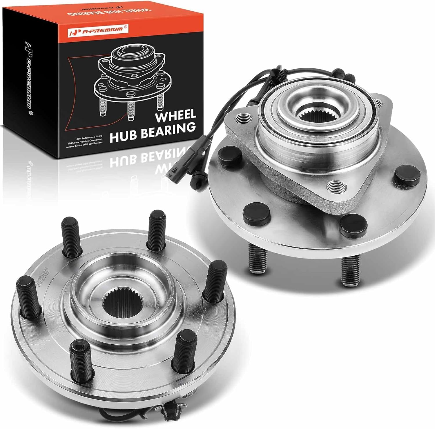 A-Premium 2 x Front Wheel Bearing and Hub Assembly with ABS & 6-Lug Compatible with Nissan Armada 2017-2022 & Infiniti QX80 2014-2021, QX56 2011-2013