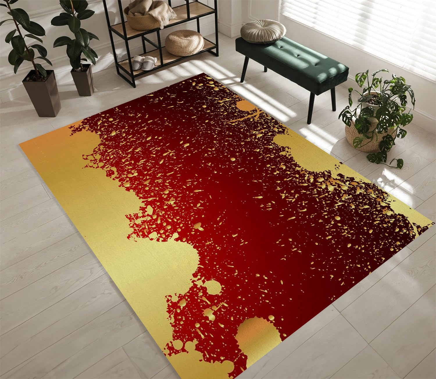 Tapis Moderne Luxueux Or 80x150cm aux finitions soignées pour décoration d'exception