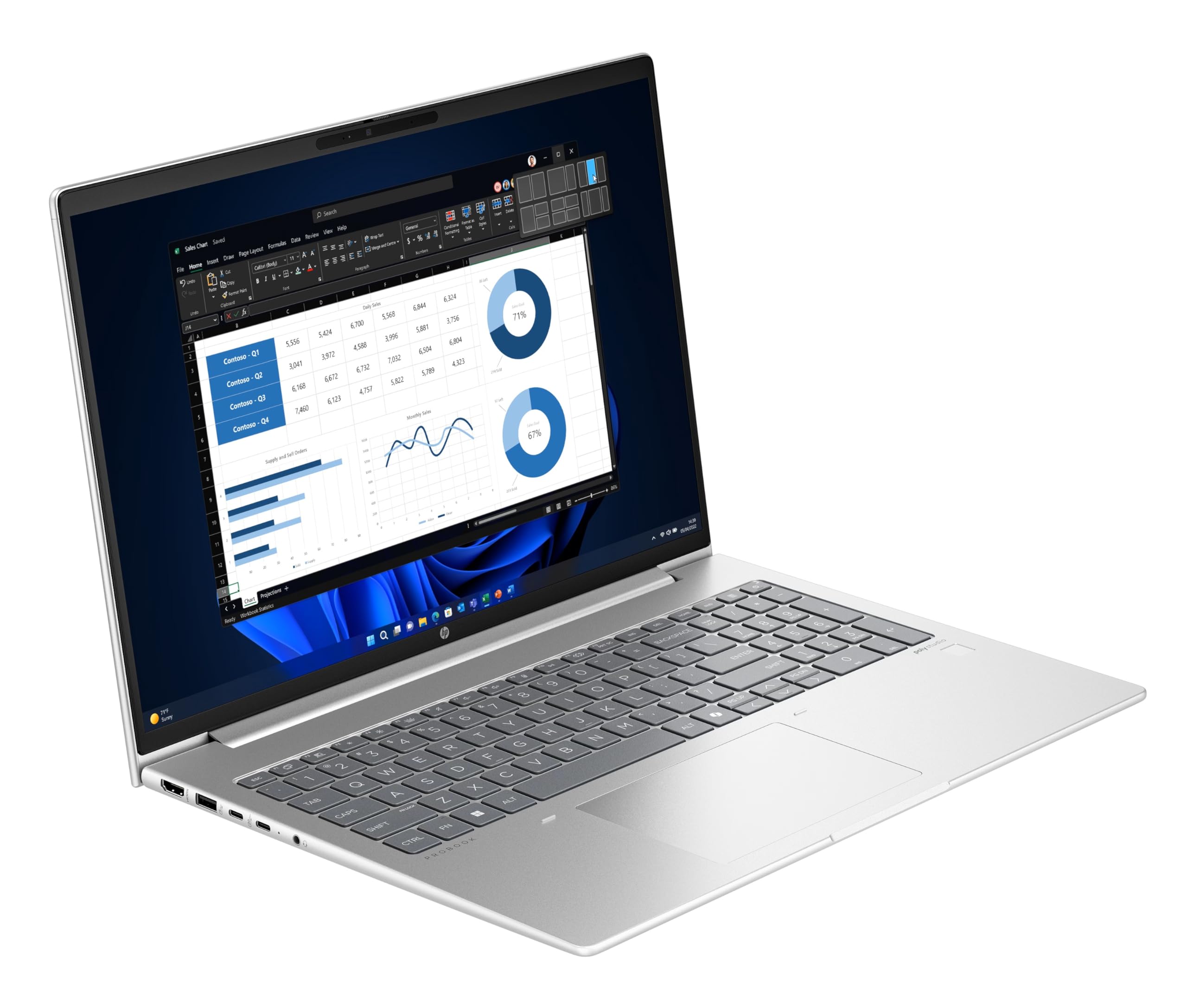 HP Probook 4 G1iR Notebook portatile Silver, RAM 16GB DDR5, SSD 512 GB, Display FullHD 16", Cpu Intel i5-1334U 10 Core da 4,6 GHz, fingerprint, Win11 Pro