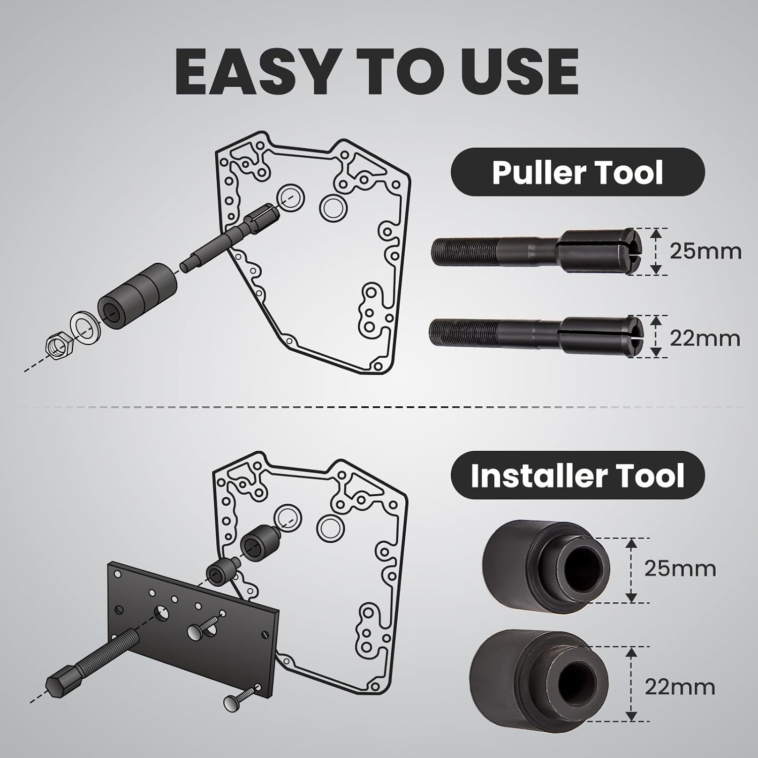 maXpeedingrods Inner Cam Bearing Installer and Puller Tool Kit for Harley Davidson 88 93 96 103 110 All Twin Cam 1999-Up, Inner Twin Camshaft Bearing Remover Installer Tool with Remove Puller