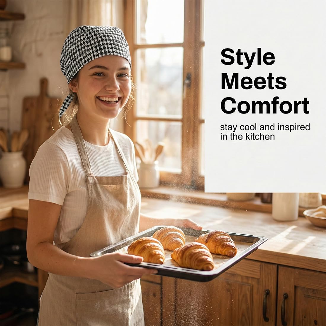 3 pcs Gorro de Cocina Ajustable Unisex, Gorros de Chef en Polycotton para Unisex, Cubierta para la Cabeza para Cocinar Asar Bandana Cap, Bandana para Restaurantes, Cocinas, Cafeterías