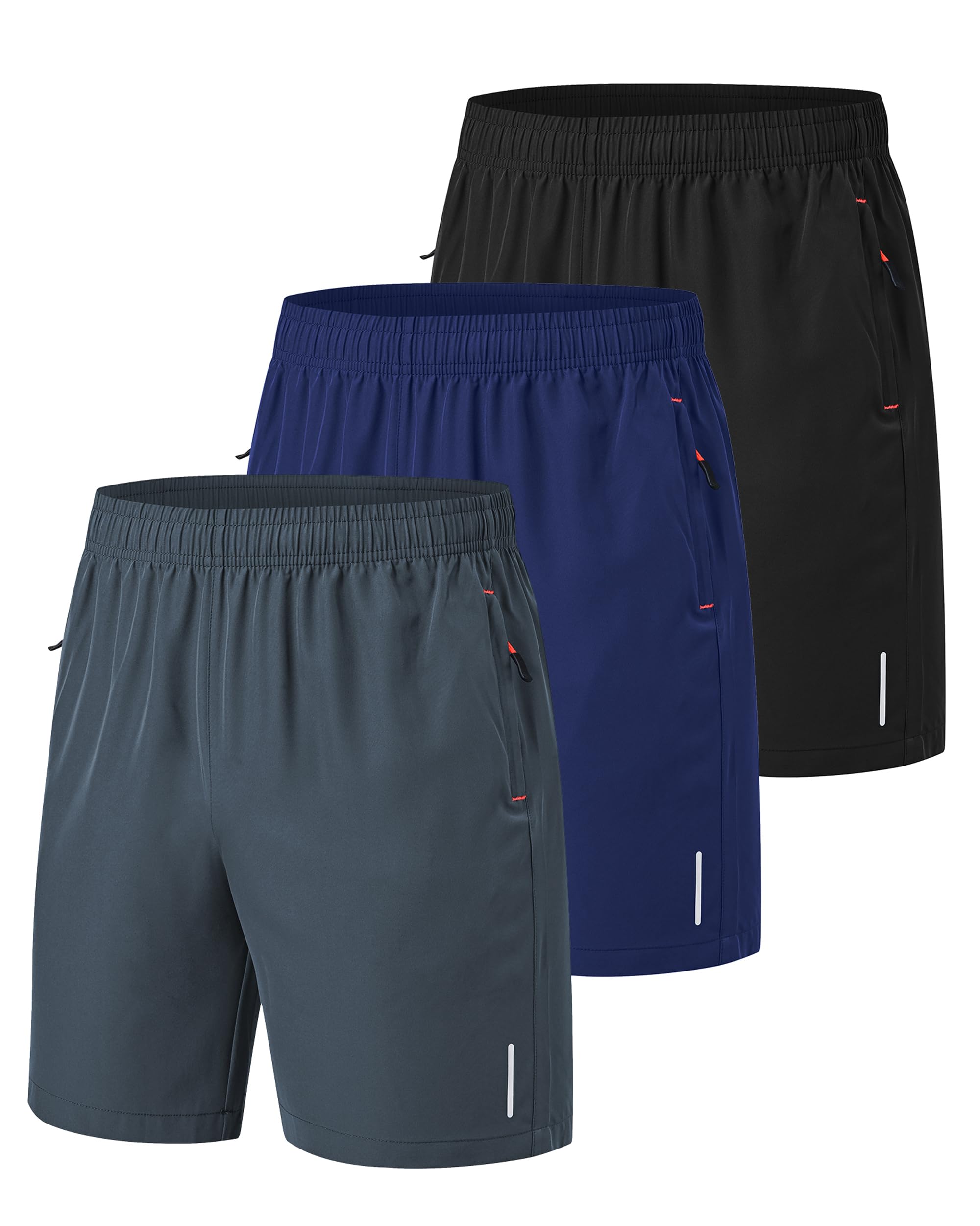 Zoofly 3er Pack Sporthose Kurze Herren Sommer Sport Shorts Mit Reißverschlusstaschen Elastische Fussball Fitness Tennis Hose Männer