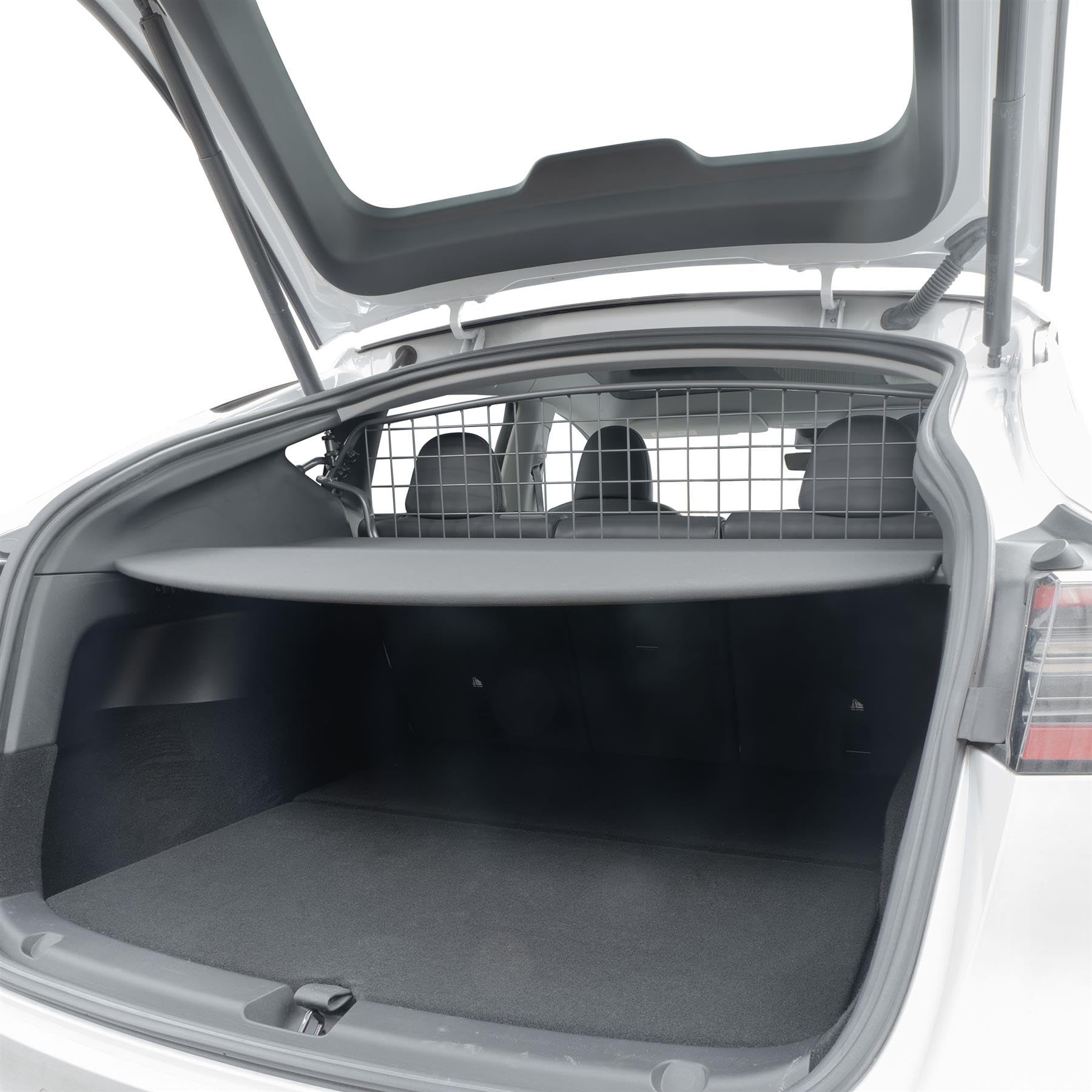 Travall Hundegitter kompatibel mit Tesla Model Y (2020-2025) Fahrzeugspezifischer Kofferraumschutz Gepäckschutz Trenngitter Ladungsteiler Hochbelastbare Stahl Auto Haustierbarriere