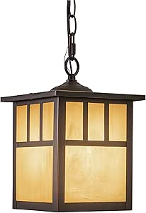 VAXCEL Mission 1 Light Bronze Outdoor Lantern Pendant Honey Glass