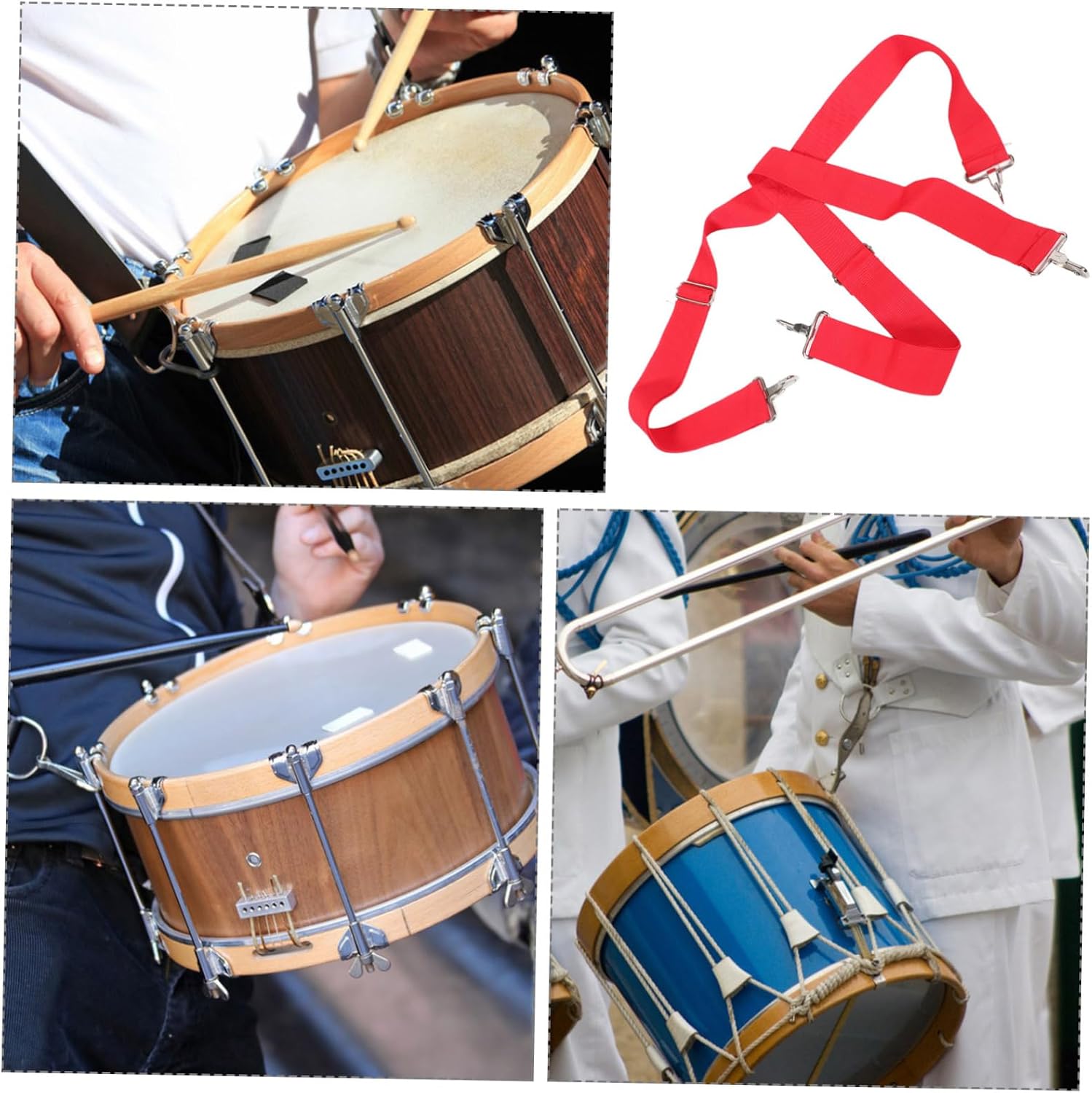 VANZACK Adjustable Snare Drum Strap Ergonomic Dual Shoulder Sling for Snare Drum Wide Comfortable Carrying for Marching Bands and Drumming Enthusiasts