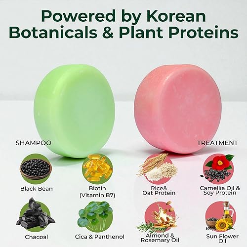 Miniatura 5 de Barra de champú + barra de tratamiento  Frijoles negros y camelia  Paquete de cuidado del cabello sólido sin residuos