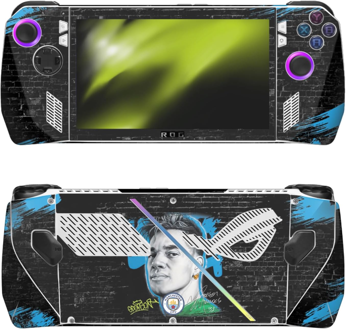 Head Case Designs Officially Licensed Manchester City Man City FC Jack Grealish Graffiti Collection by Murwalls Vinyl Sticker Skin Decal Cover Compatible with Asus ROG Ally