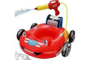 Kids Inflatable Car Pool Floats with Water Gun for Pool Fun and Water Play