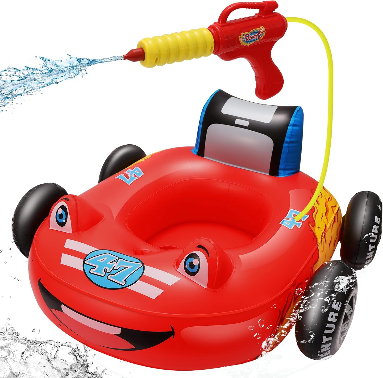 Korigey Car Pool Floats Kids with Water Gun, Kids Pool Toys