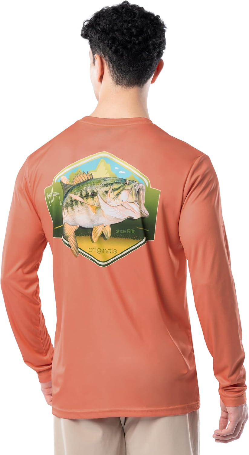 Guy Harvey Men's Long Sleeve Performance T-Shirt with UPF 30+ Sun Protection