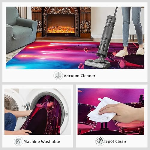 Miniatura 167 de Alfombra de instrumentos musicales – Alfombras de 4 x 5 pies para sala de estar, alfombra de área musical, alfombra de área musical, alfombra