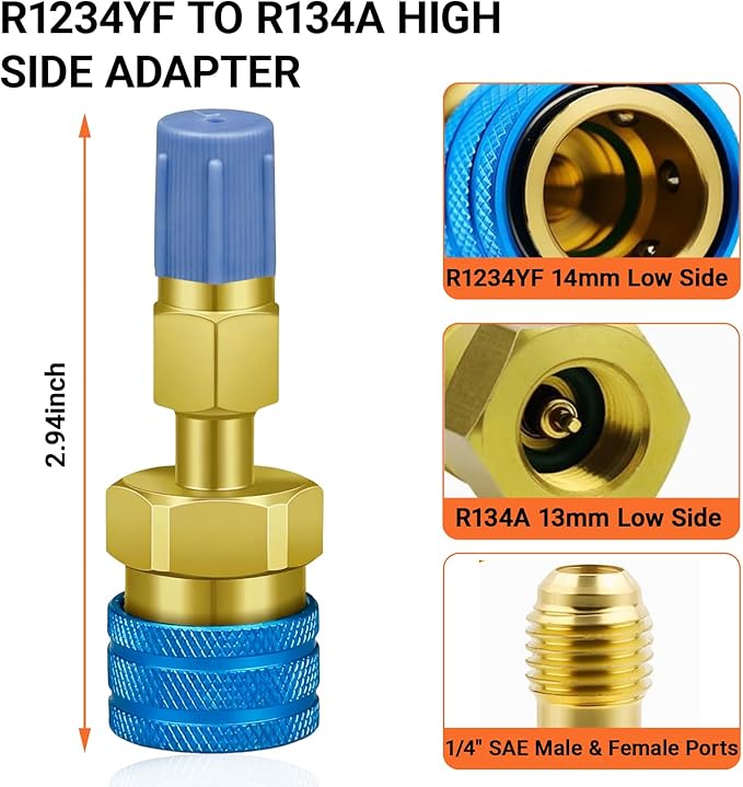 Adaptador R1234YF a R134A, Kit de Conexión Rápida para Aire Acondicionado de Auto miniatura 3