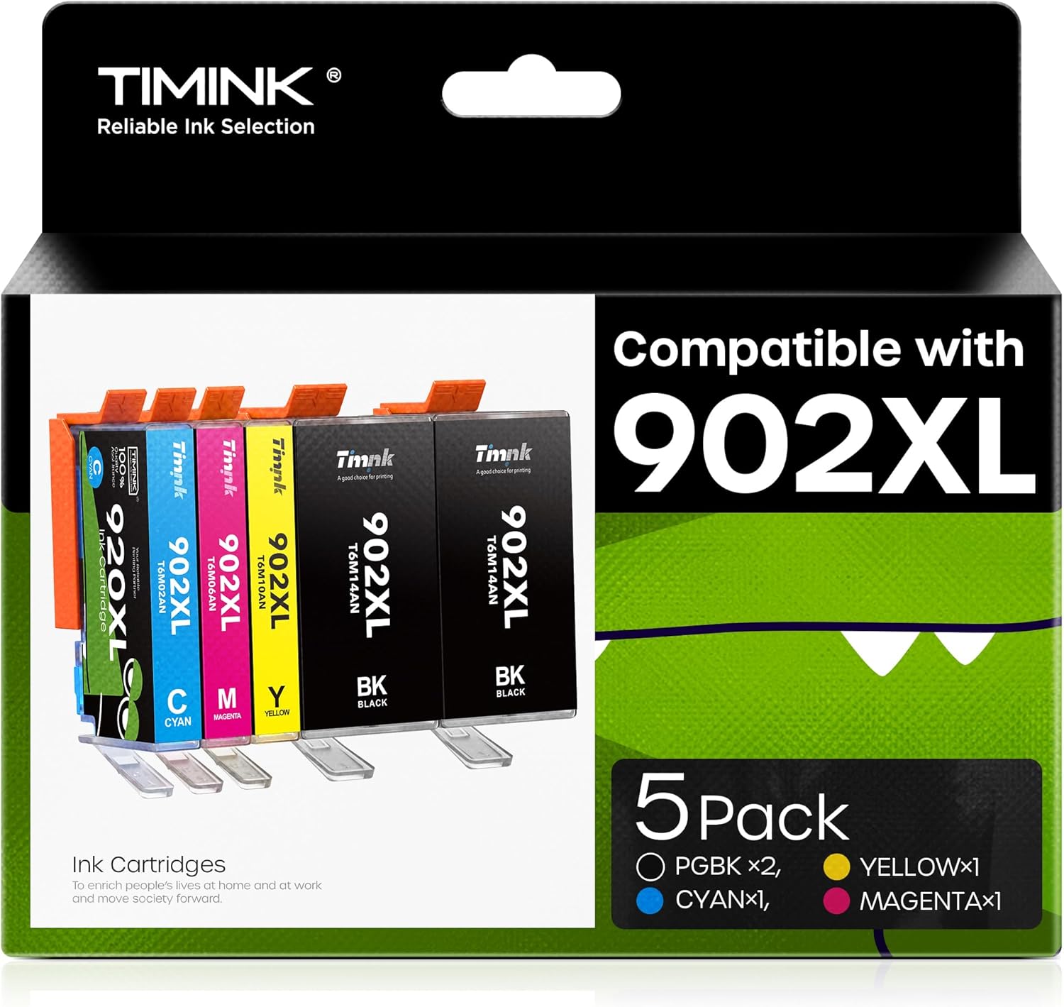 Compatible 902XL 902 Ink Cartridges Replacement for HP 902XL 902 Black and Color Combo Pack (5 Pack & 2Black 1C 1M 1Y) for HP OfficeJet Pro 6978 6968 6958 Printers