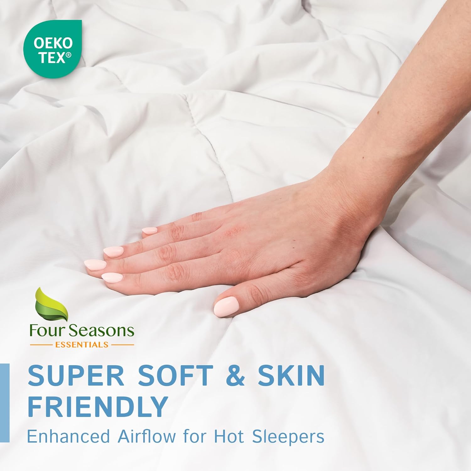 Four Seasons Essentials Cooling Comforter - King Size 106" x 90" - White - Image 5