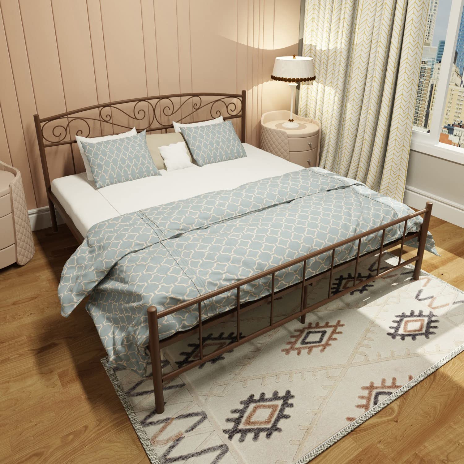 Homdec Antlia Metal Platform Bed with Headboard and Footboard, Heavy Duty Mattress Foundation – No Plywood Needed, Noise Free (Brown, King) (B0BVK7QCPX) Amazon Price History, Amazon Price Tracker