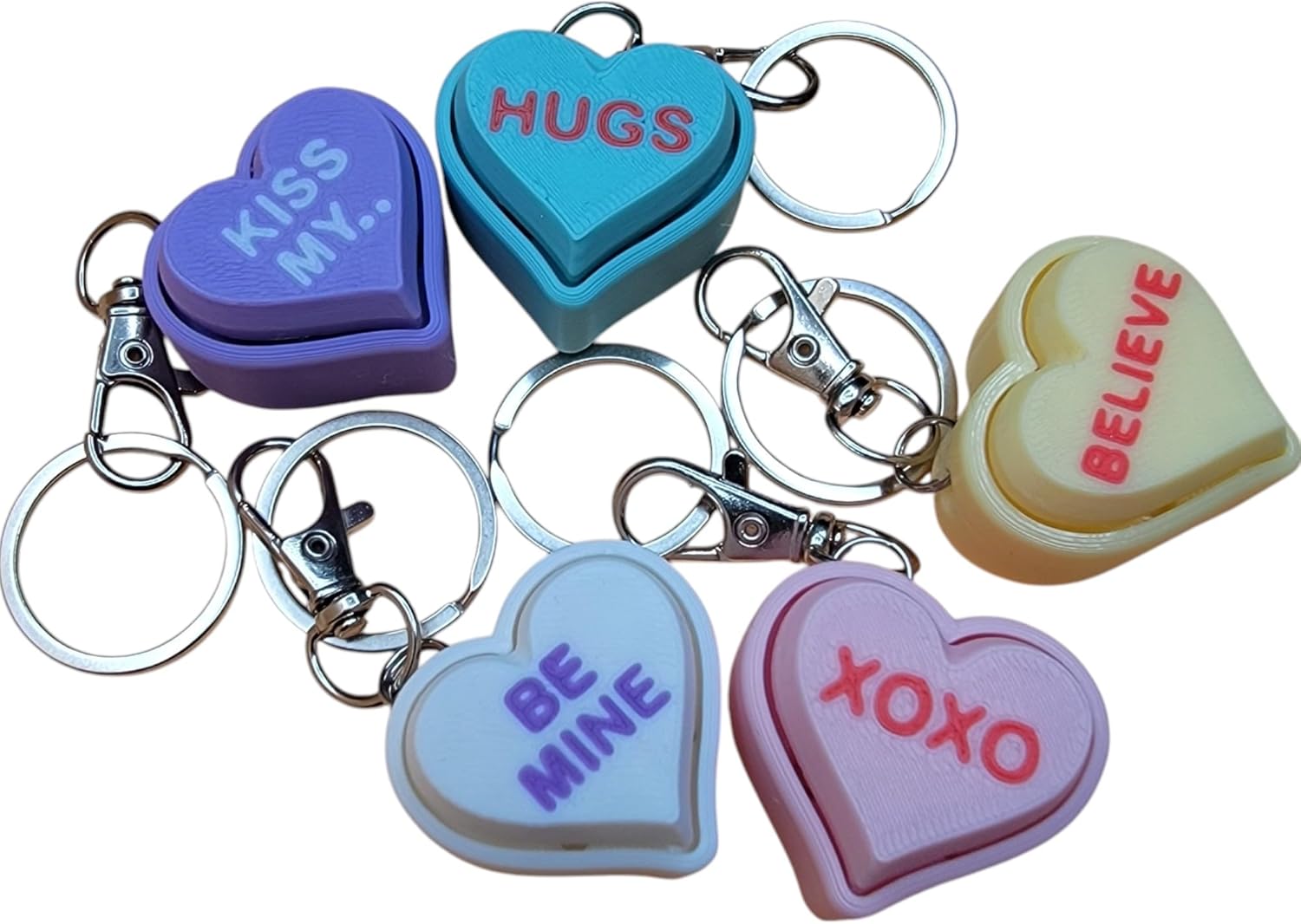 Geeps Makes Conversation Hearts Fidget Clicker, Stress Relief Keychain and Bag Tag, Multicolor Options with Classic and Sassy Phrases (31 pcs - Classic Pack)