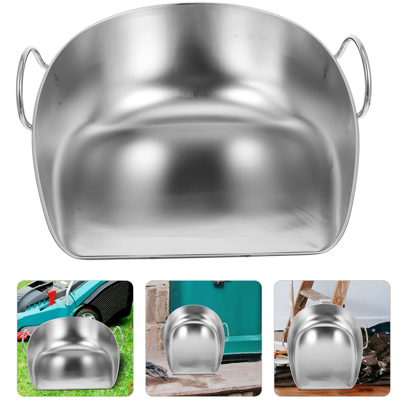 SECFOU Recogedor de Basura Tamaño Grande de Acero Inoxidable Resistente Mango Ergonómico para Uso Doméstico y Recolección en Exteriores