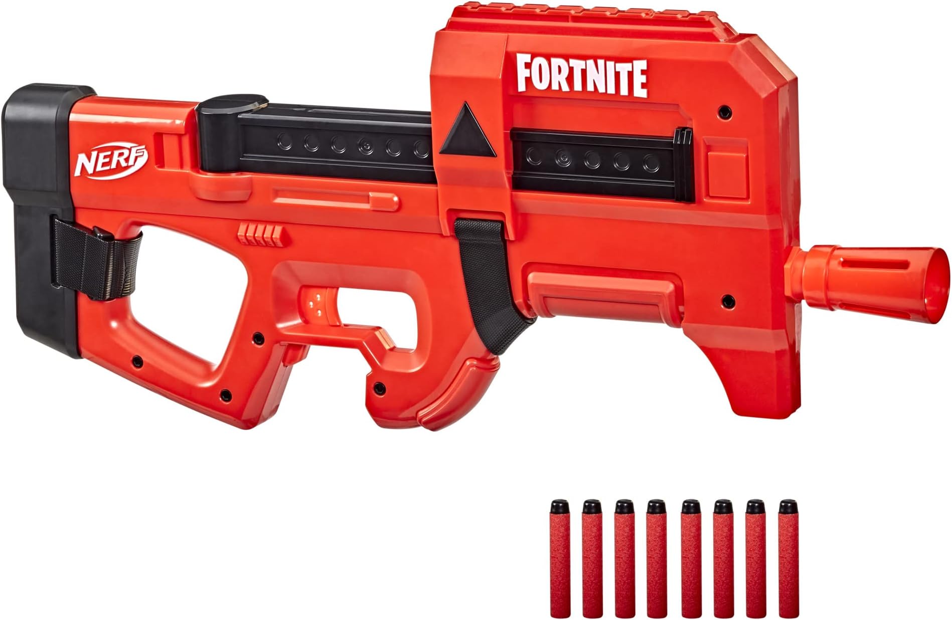 Fortnite Compact SMG Motorized Blaster, Ultra Red Wrap Design, 8-Dart Internal Clip, 8 Elite Foam Darts, Electric Semi Auto Fortnite Toy Blaster
