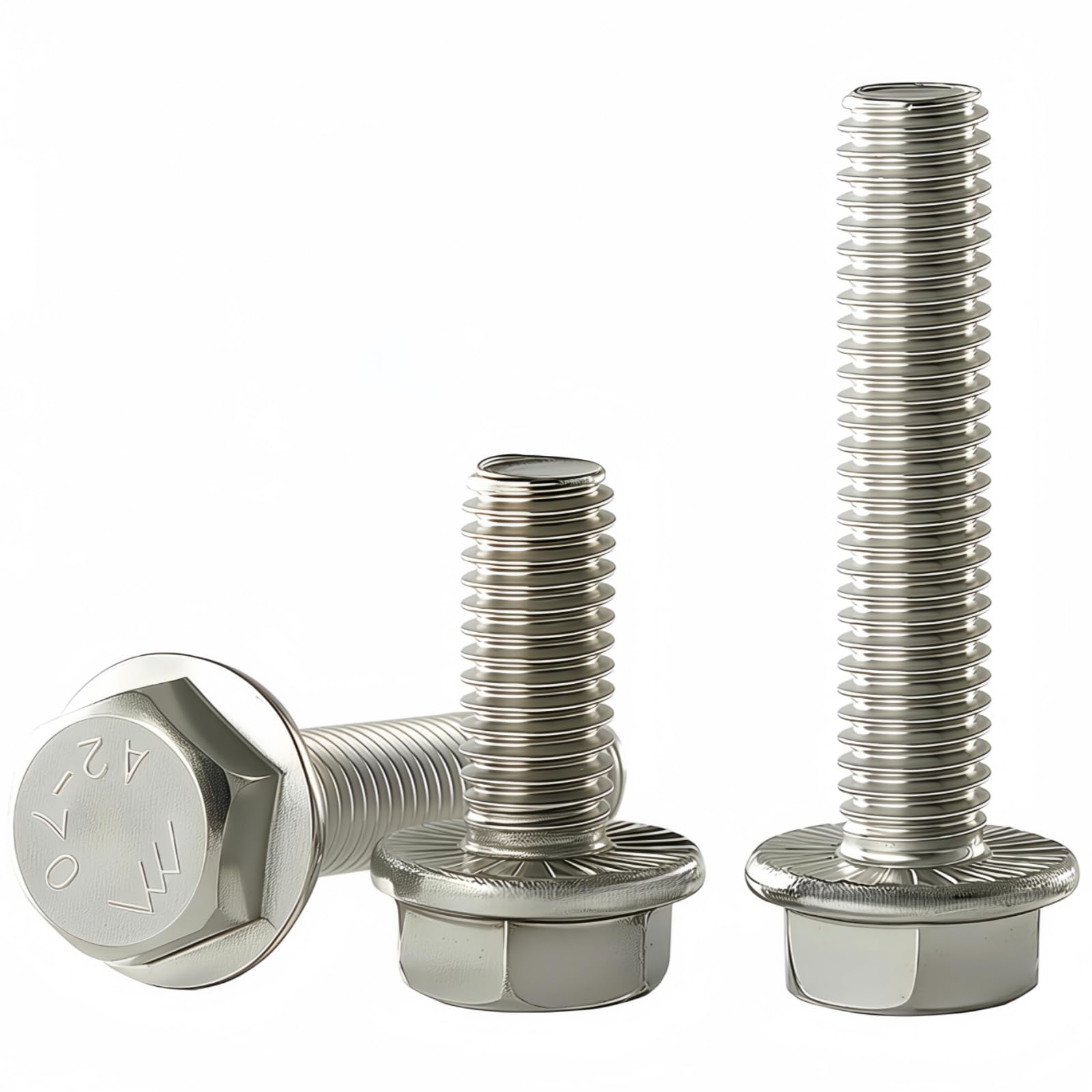 YIIFLY M10 x 40mm Flanged Hex Head Bolts Flange Hexagon Screws, M10x1.5 bolt, 304 Stainless Steel(A2-70), Bright Finish, Fully Threaded, Hexagon Head Bolts, Quantity 8