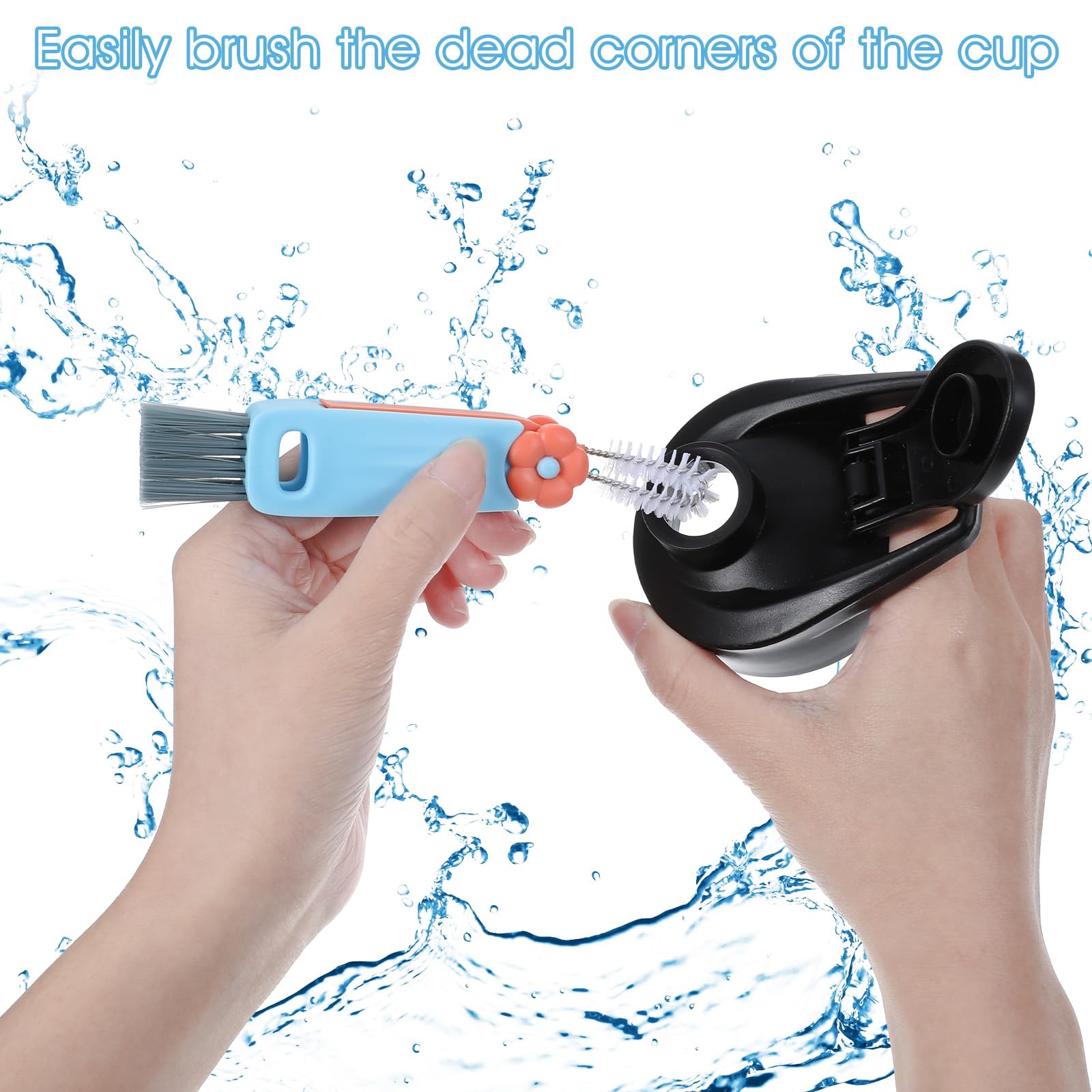 Lnngub 3 In 1 Cup Lid Cleaning Brush,Portable Cup Lid Cleaner 3 In 1 Multifunctional Crevice Cleaning Brush for Cuplid Bottle Gap Tight Spaces,3 Pcs - Image 4